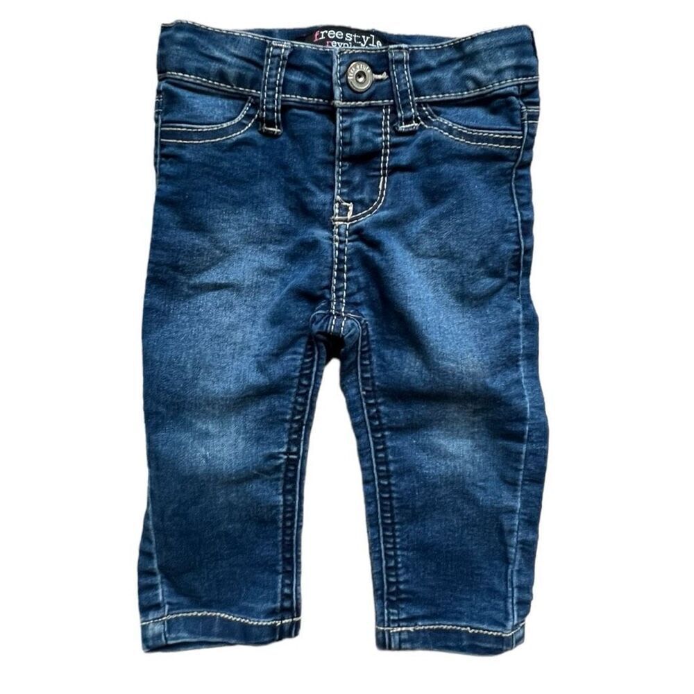Baby Girls Freestyle Revolution Dark Rinse Stitched Jeans - Sz 18 mo